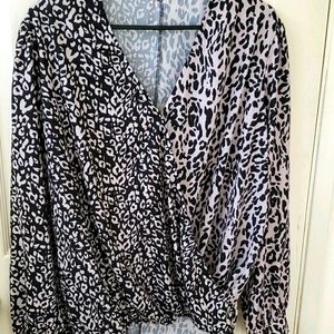 Leopard Cross Front Blouse